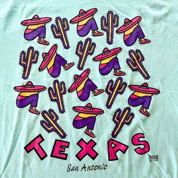 Vintage 90s San Antonio Texas Blue Southwestern T-Shirt Sz Large Single Stitch - Picture 3 of 15